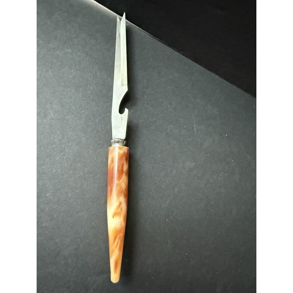 Vintage Bakelite Cheese Knife Bottle Opener Stainless Steel Charcuterie MCM